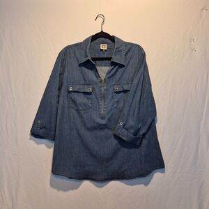 Anne Klein Womens  XL Full Denim Shirt Casual Effortless Style Comfortable